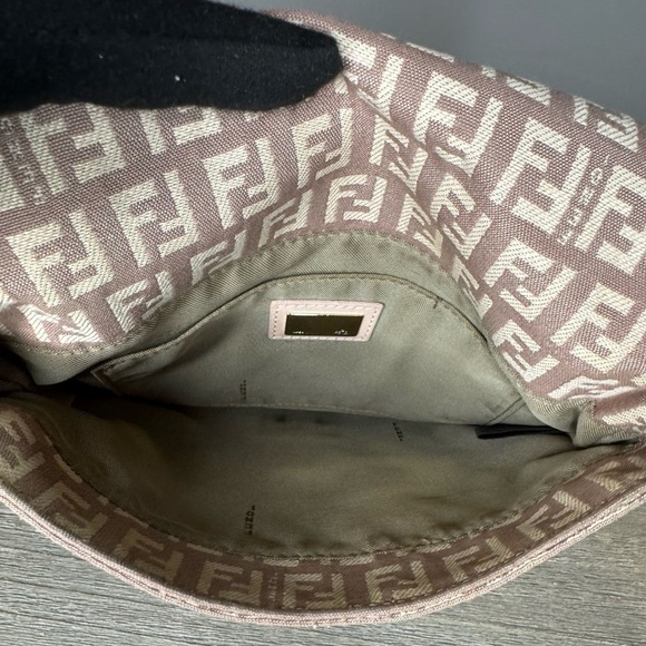 Fendi Zucchino Vitello Pink Canvas Crossbody or Shoulder Bag | Fair Condition - Picture 13 of 17
